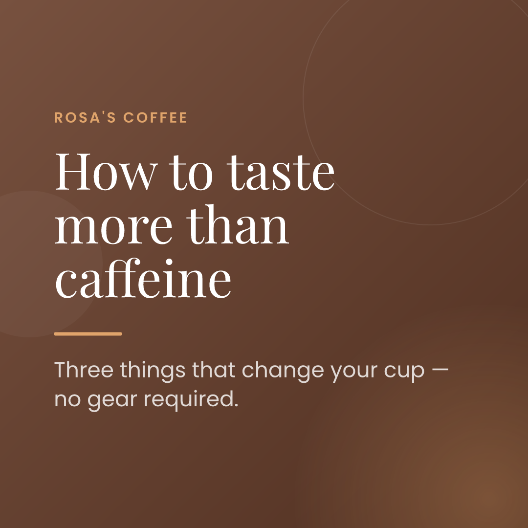 Carousel slide 1 of 4 — an educational coffee tip as a branded slide